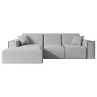 ECKSOFA Ottomane Links SERRA-L - 266x169x80 cm Hellgrau Bouclé - Hellgrau/Schwarz, Holzwerkstoff/Kunststoff (165/266cm) - ALTDECOR
