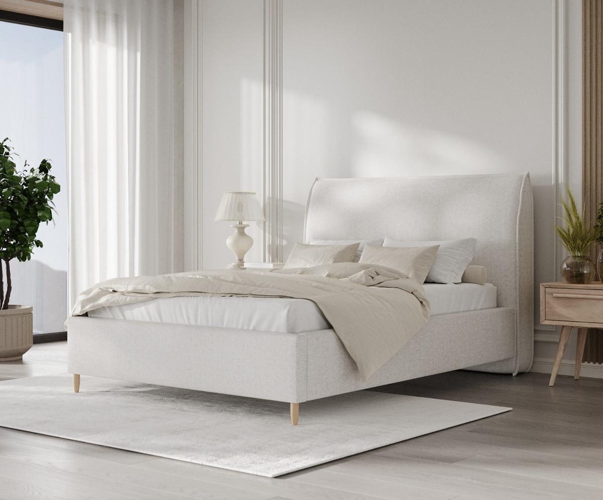 POLSTERBETT Mira 120/200 cm Hellbeige im Riva Stoff - Beige/Naturfarben, Holz/Holzwerkstoff (120/200cm) - AltaBeds