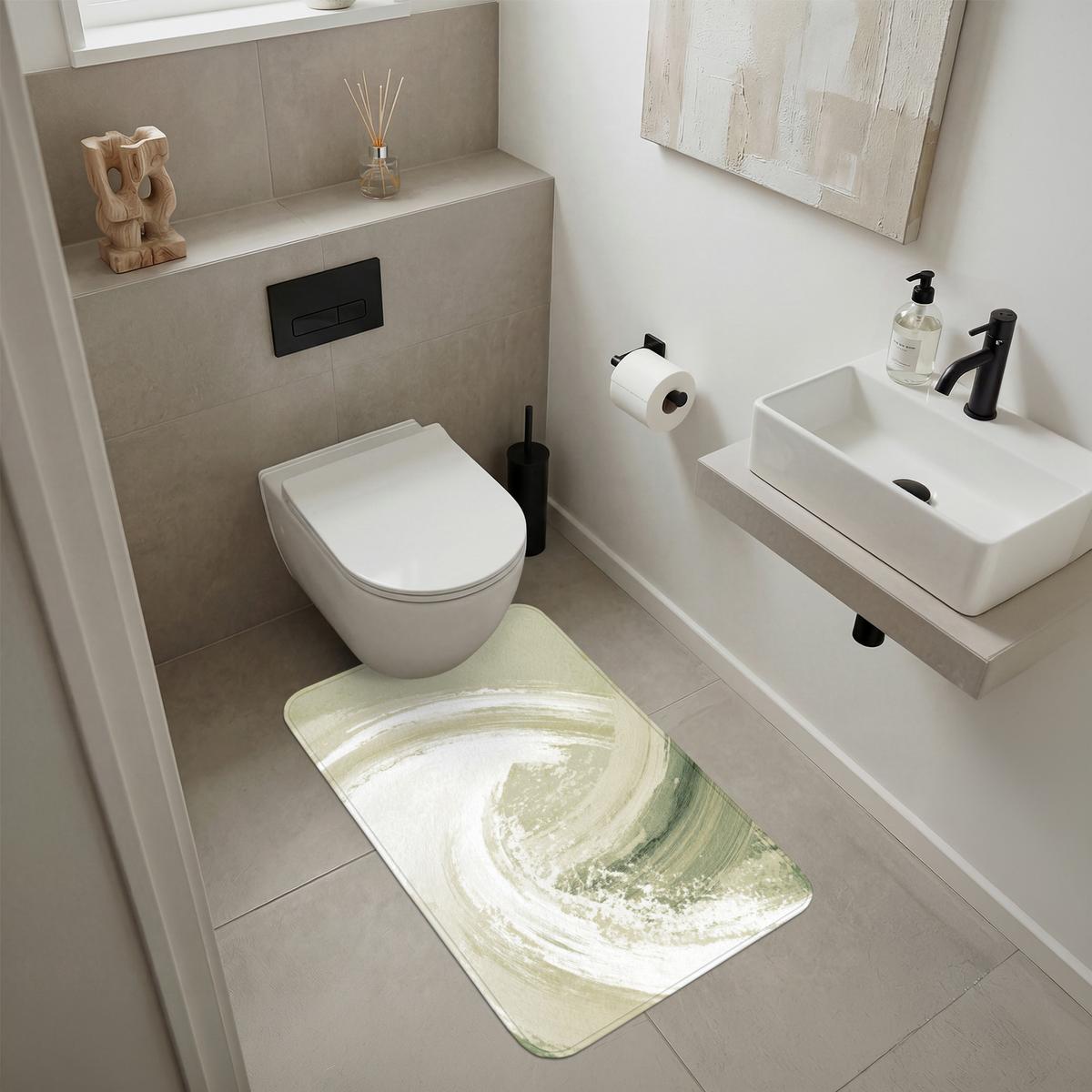BADEMATTE Abstrakt - Pinselstriche - Wellen - Grün 60x90 cm - Mintgrün, Textil (60/90cm) - OnlyWow