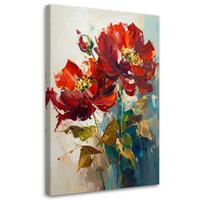 LEINWANDBILDER, Rote Mohnblumen in einer malerischen botanischen Komposition - Rot, Textil (20/30cm) - Feeby