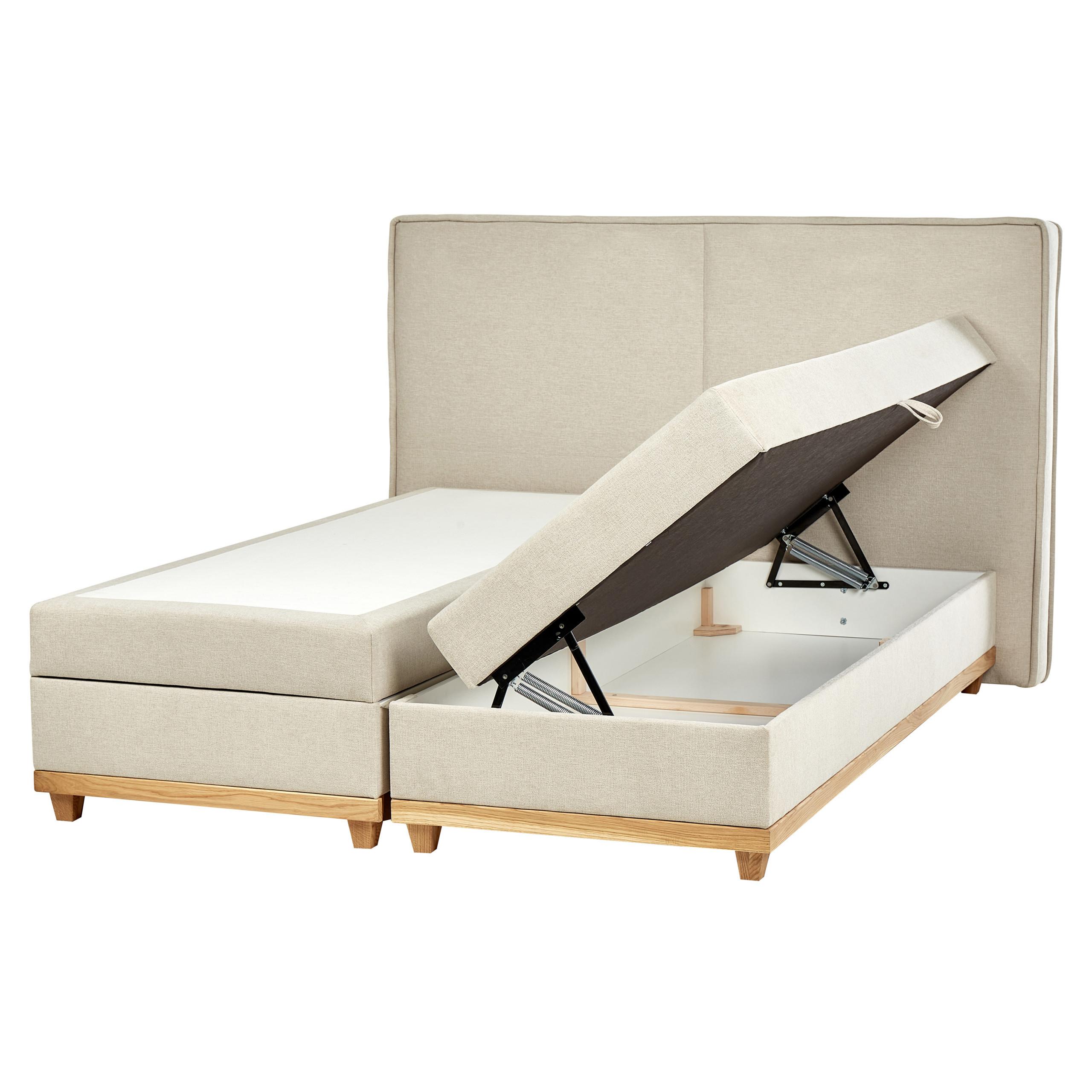 BOXSPRINGBETT 160/200cm Helles Beige Dynasty - Beige, Textil (160/200cm) - Beliani