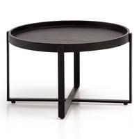 COUCHTISCH Schwarz Mango Massivholz Metall, Rund mit erhöhtem Rand, 60x60x35 cm - Schwarz, Holz/Metall (60/60/35cm) - KADIMA DESIGN