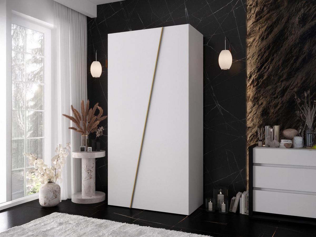 DREHTÜRENSCHRANK Zen 100 cm - Goldfarben/Schwarz, Holzwerkstoff/Kunststoff (100/202/50cm) - MIRJAN24