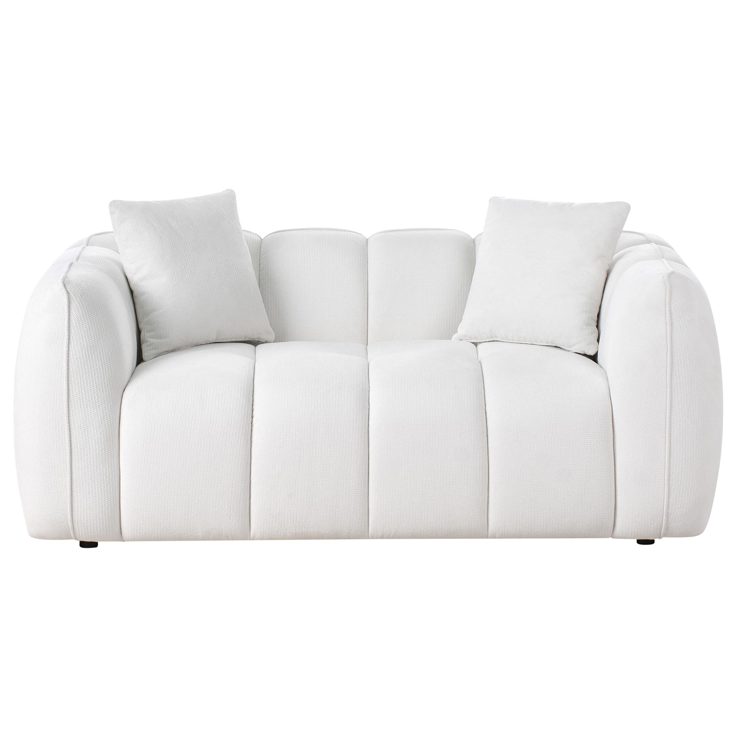 2-SITZER-SOFA Stoff Cremeweiß Ness - Creme, Textil (170/68/85cm) - Beliani