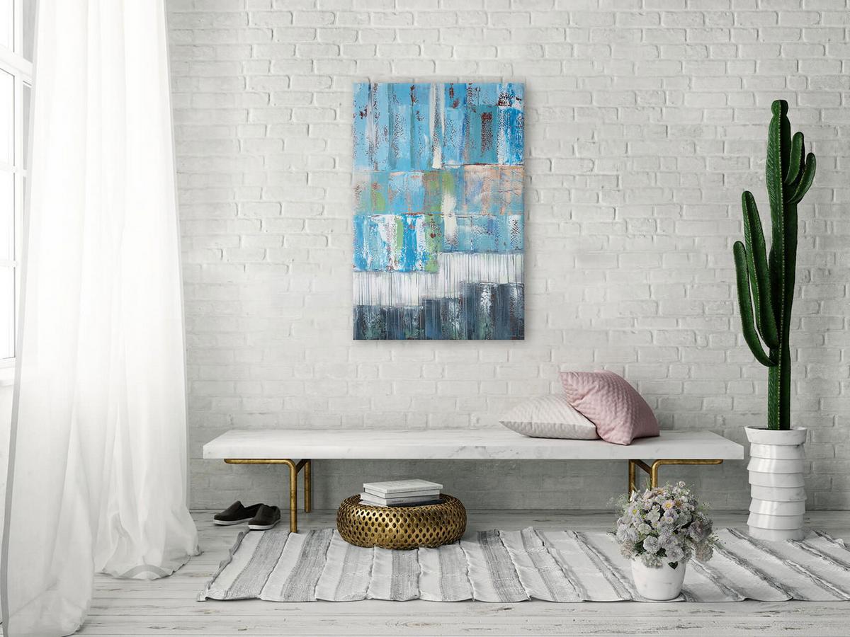 ÖLGEMÄLDE 80/120 cm - Türkis/Blau, Holz/Textil (80/120cm) - KUNSTLOFT