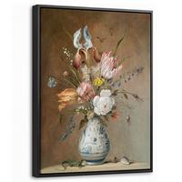LEINWAND Bilder mit Rahmen - Alte Meister - Blumen - Balthasar van der Ast - 30x40 - Hellbraun, Textil (30/40cm) - MuchoWow