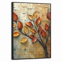 LEINWAND Bilder mit Rahmen - Baum - Abstrakt - Natur - Kunst - 50x70 - Goldfarben, Textil (50/70cm) - MuchoWow