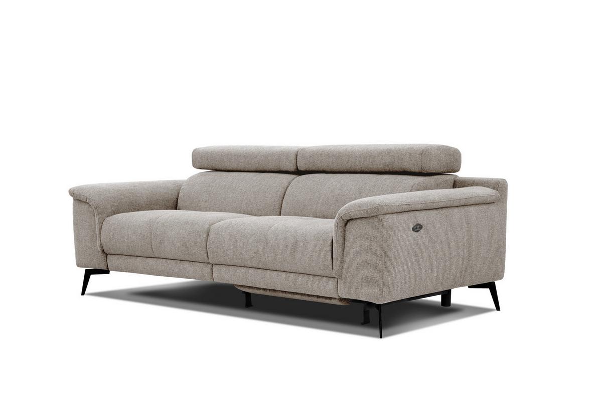 RELAXSOFA FIERO 3-Sitzer mit 1 Relaxfunktion, taupe - Taupe/Schwarz, Holzwerkstoff/Textil (212/82/103cm) - Wozimo