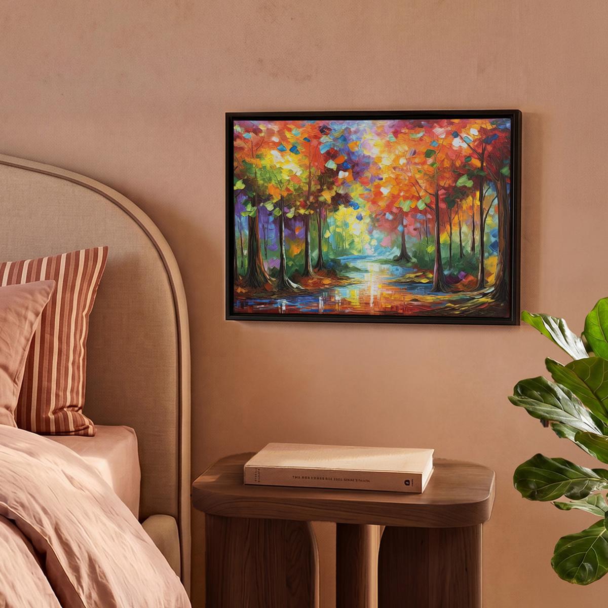 LEINWAND Bilder mit Rahmen - Landschaft - Wald - Farben - Natur - 40x30 - Multicolor, Textil (40/30cm) - MuchoWow