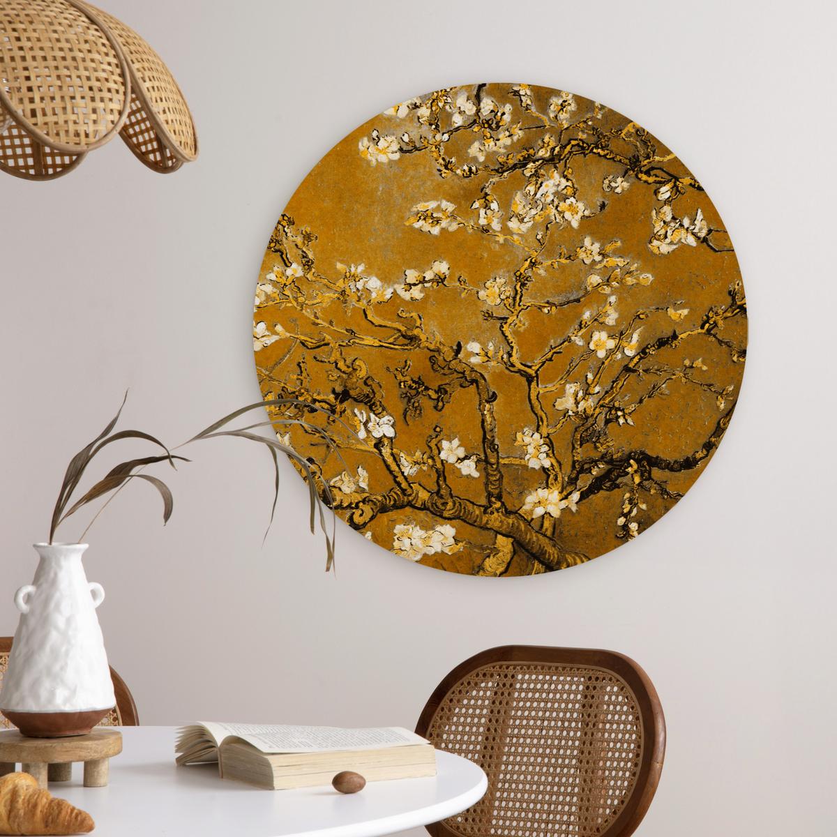 WANDBILD Mandelblüte - Kunst - Van Gogh - Gold Wanddeko Schlafzimmer 60x60 cm - Wengefarben, Kunststoff (60/60cm) - MuchoWow