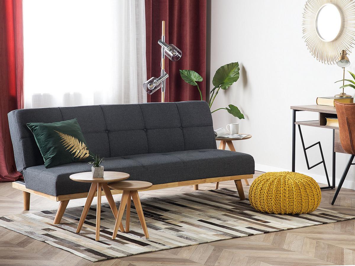 3-SITZER-SCHLAFSOFA dunkelgrau Froya - Grau, Textil (183/80/80cm) - Beliani
