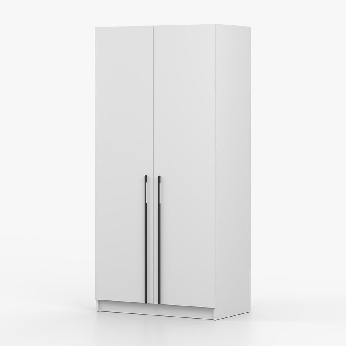 DREHTÜRENSCHRANK ROSA II 2D 100/210/55, 2-türig, weiß - Schwarz/Weiß, Holzwerkstoff (100/210/55cm) - imoebel24