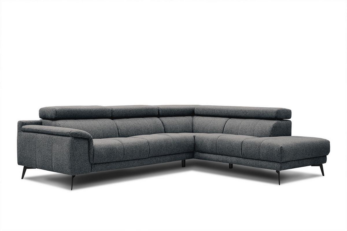 ECKSOFA FIERO 5-Sitzer, dunkelgrau - Dunkelgrau/Schwarz, Holzwerkstoff/Textil (290/228cm) - Wozimo