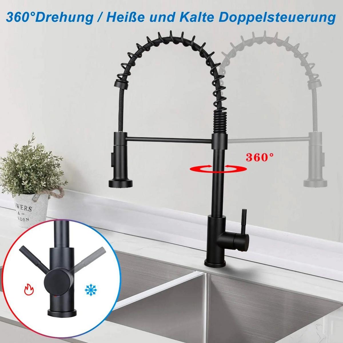 KÜCHENARMATUR THERESA 24/6/55 cm - Schwarz, Metall (6/55/24cm) - Nettlife
