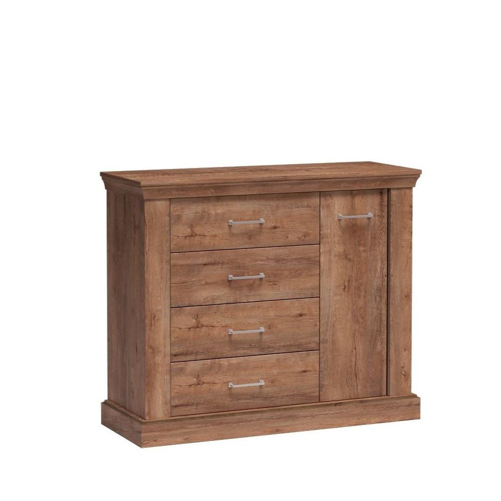 KOMMODE DESIO 114/95,5/42cm mit 4 Schubladen 1 Türen Braun - Braun, Holzwerkstoff (114/95.5/42cm) - MASSENO