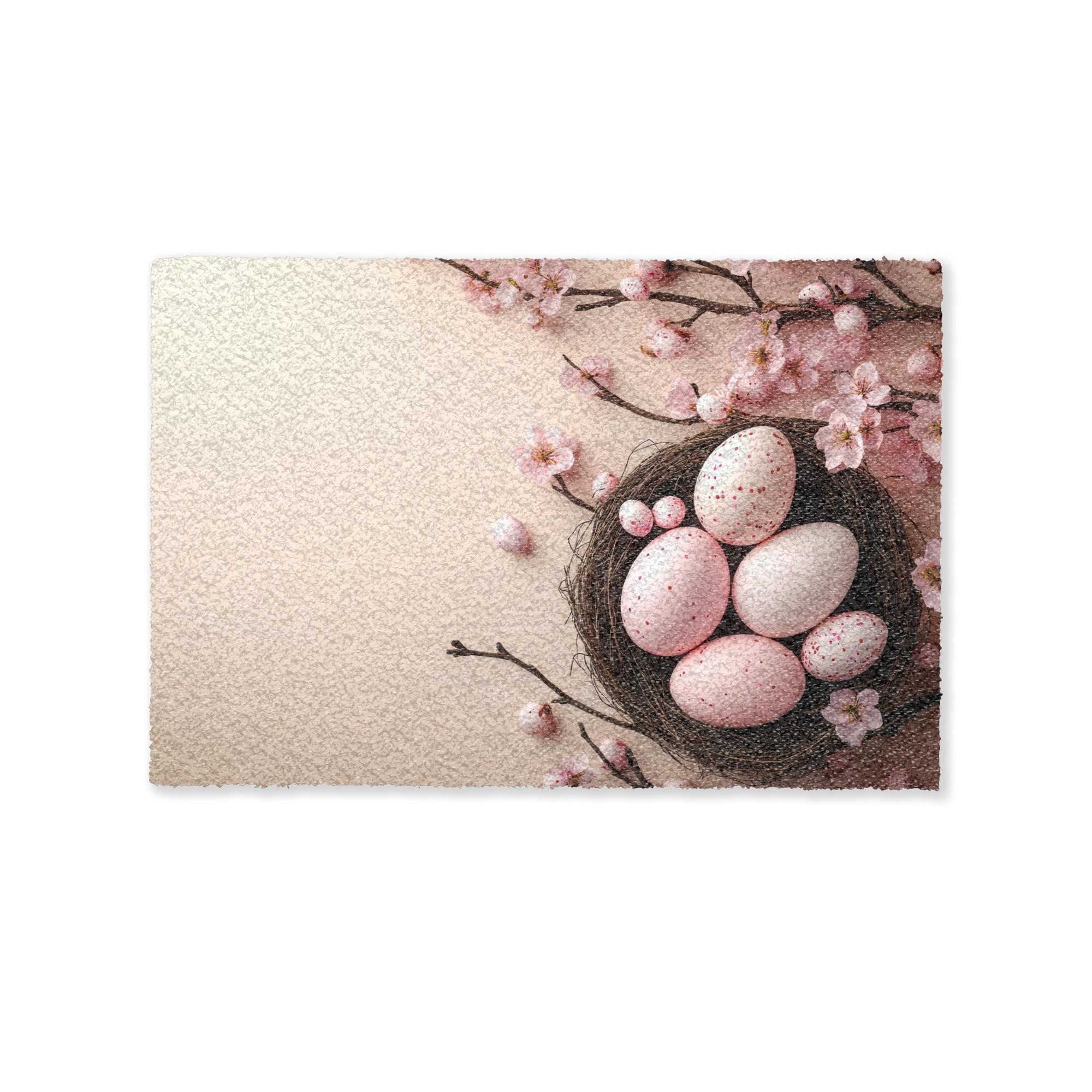 FUSSMATTE Rosa - Blüten - Eier Teppichmatte 60x40 cm - Hellrosa, Kunststoff (40/60cm) - MuchoWow