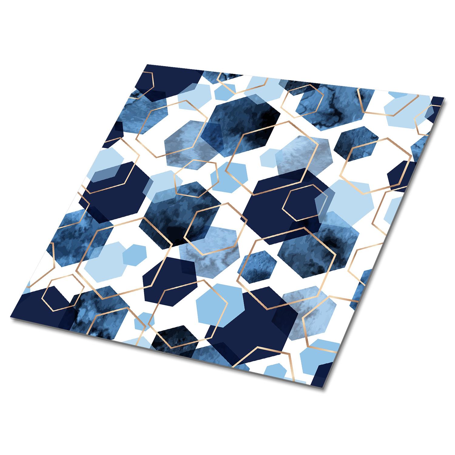 SELBSTKLEBENDE Wandfliesen 9 Stück 30x30 cm - Geometrische Abstraktion - Blau, Textil (30/1.6/30cm) - TULUP