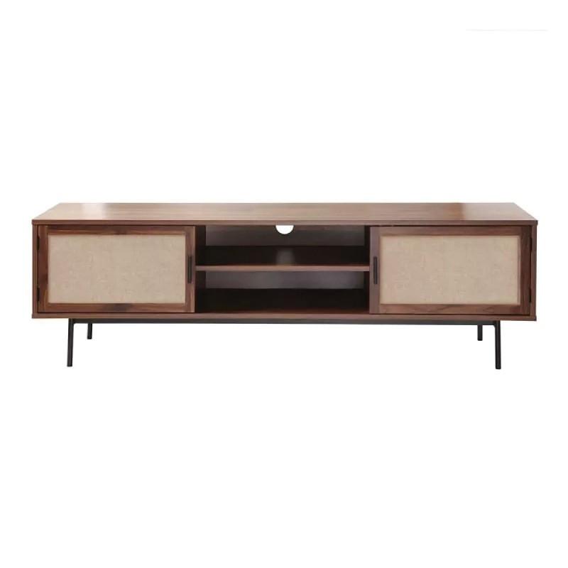 TV-MÖBEL in walnussdekor mit fronten aus stoff jetson 39,5/45/140 cm - Nussbaumfarben, Holzwerkstoff (39.5/45/47.5cm) - Calicosy