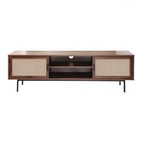 TV-MÖBEL in walnussdekor mit fronten aus stoff jetson 39,5/45/140 cm - Nussbaumfarben, Holzwerkstoff (39.5/45/47.5cm) - Calicosy