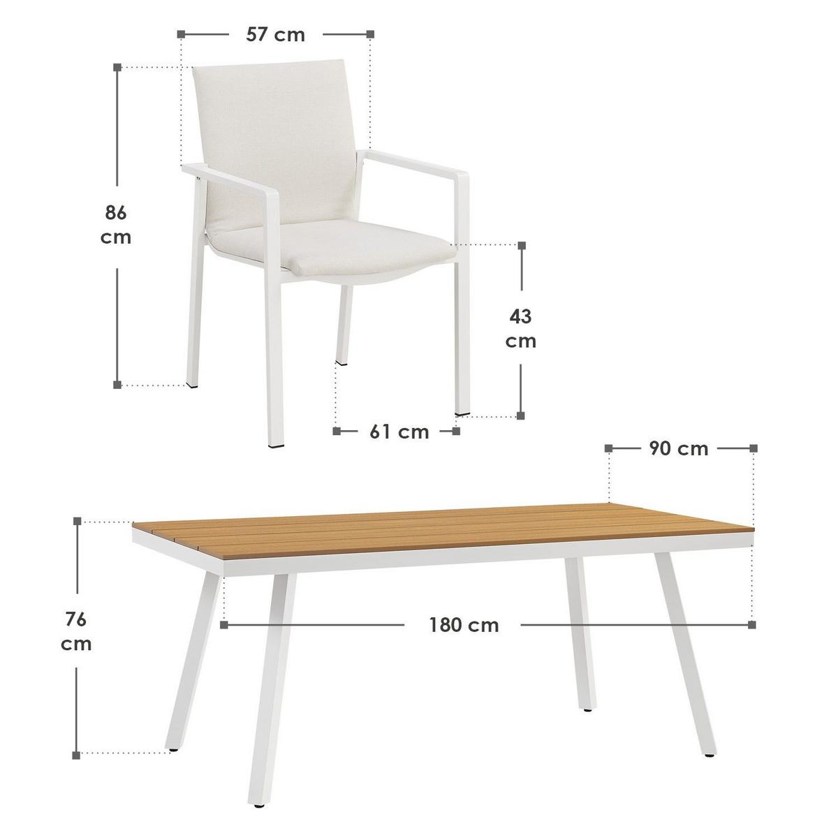GARTENMÖBEL-SET Maui beige - Beige, Metall - Juskys