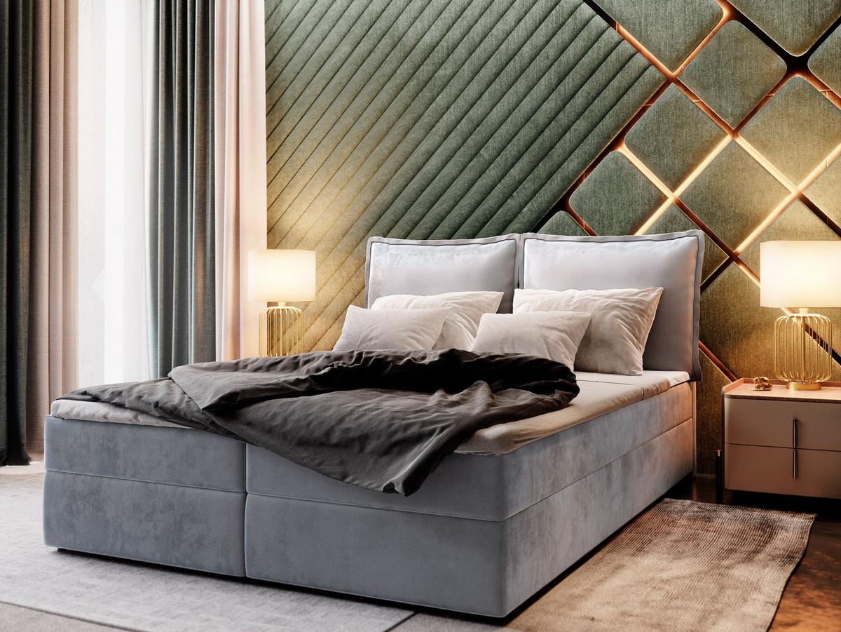 BOXBETT LENTE 140x200 cm mit Matratze und Topper - Hellgrau - Hellgrau, Holz (140/200cm) - MASSENO