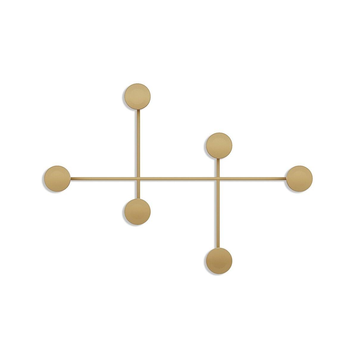 WANDGARDEROBE mit 6 Haken aus schwarzem Metall 82/10/60 cm - Goldfarben, Metall (10/60/10cm) - Calicosy