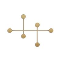 WANDGARDEROBE mit 6 Haken aus schwarzem Metall 82/10/60 cm - Goldfarben, Metall (10/60/10cm) - Calicosy
