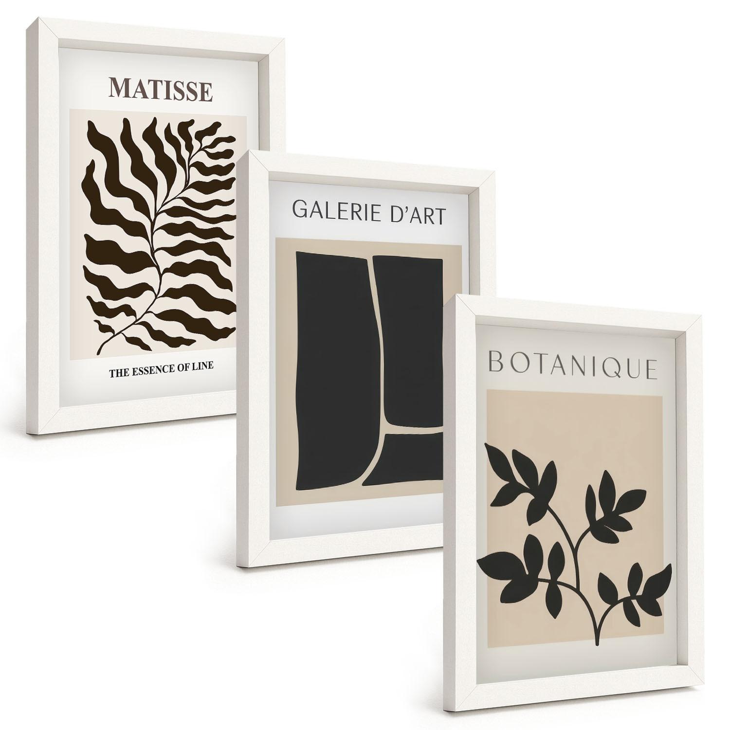 BILDER SET 3er Set - 20x30 cm Weißer Rahmen - Minimalistische Pflanzenposter - Weiß, Kunststoff (20/30cm) - TULUP