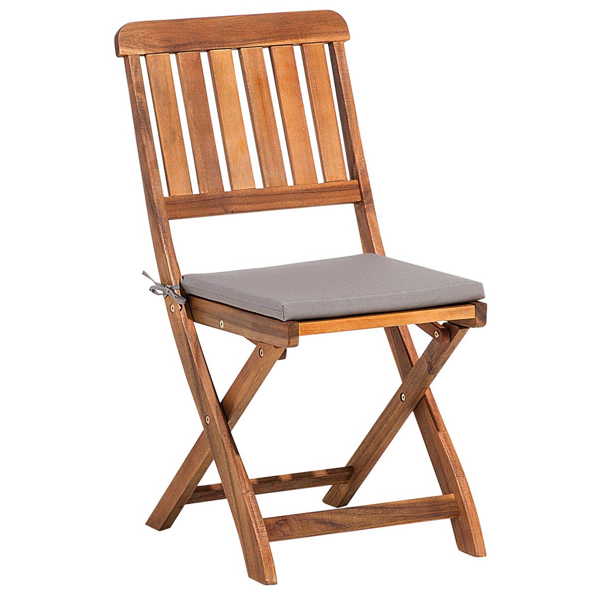 GARTENMÖBEL SET 6-Sitzer Akazienholz dunkelbraun Auflagen grau Cento - Dunkelbraun/Grau, Holz - Beliani