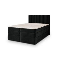 BOXSPRINGBETT FELBIO 200x200 cm mit Matratze und Topper, H2+H3 - Schwarz - Schwarz, Holz (200/200cm) - MASSENO