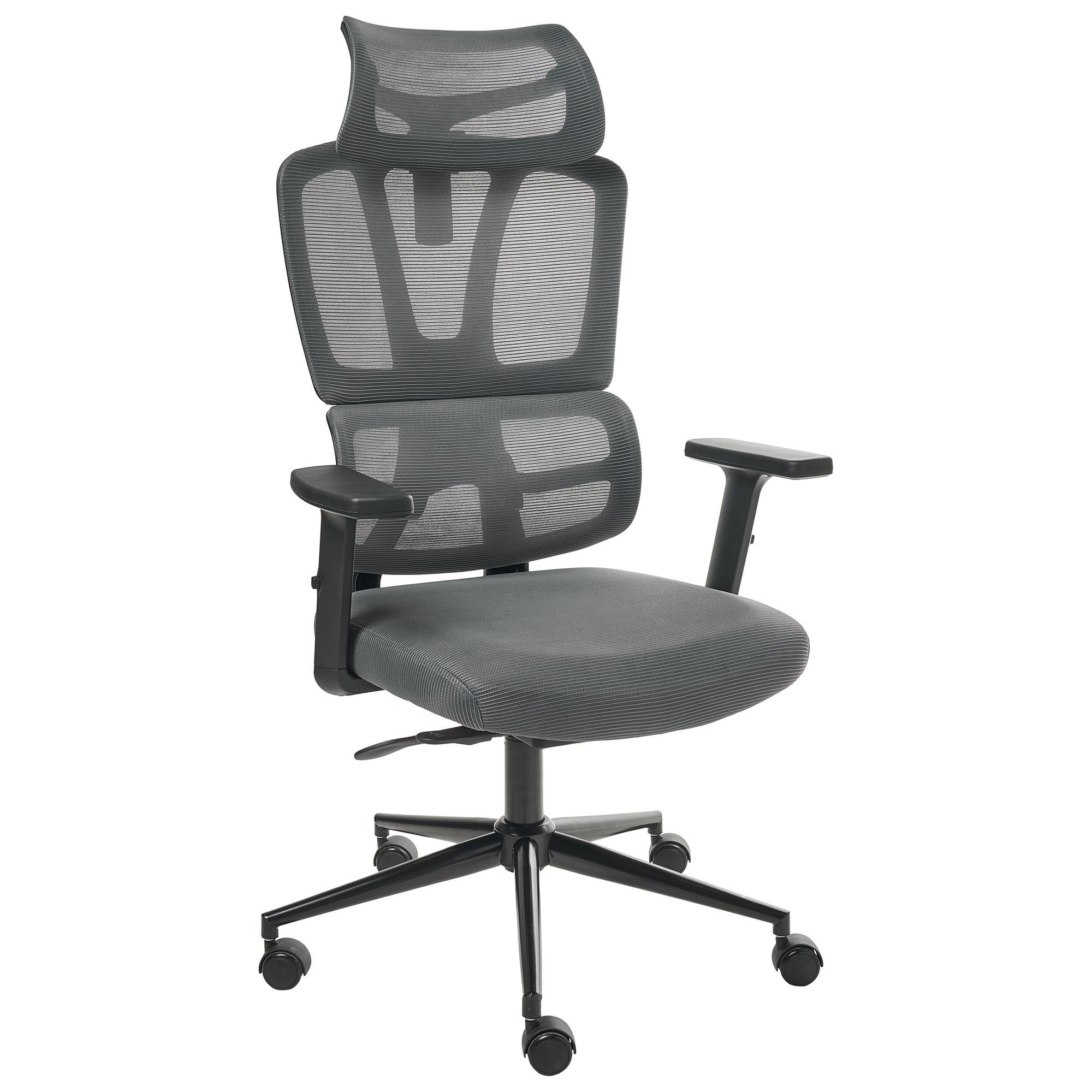 CHEFSESSEL Dunkelgrau Omega - Dunkelgrau, Textil (65/129/65cm) - Beliani