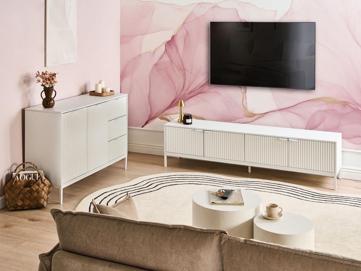 TV-MÖBEL Weiß Adelaide - Weiß, Holzwerkstoff (180/46/38cm) - Beliani
