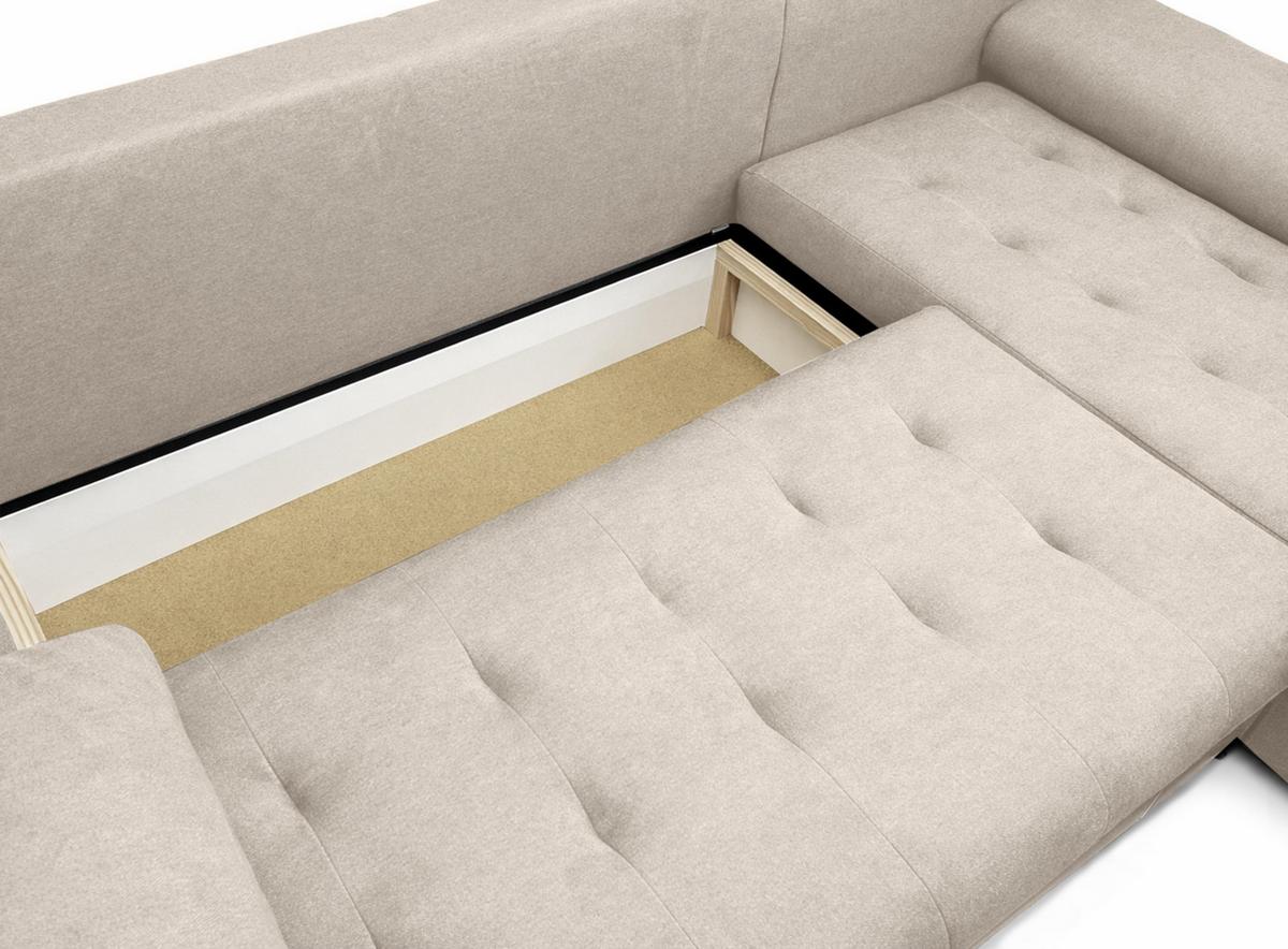 ECKSOFA L Form Manisa Beige 234/145/83 cm Rechts mit Schlaffunktion - Beige/Silberfarben, Kunststoff/Textil (234/145cm) - AX Living