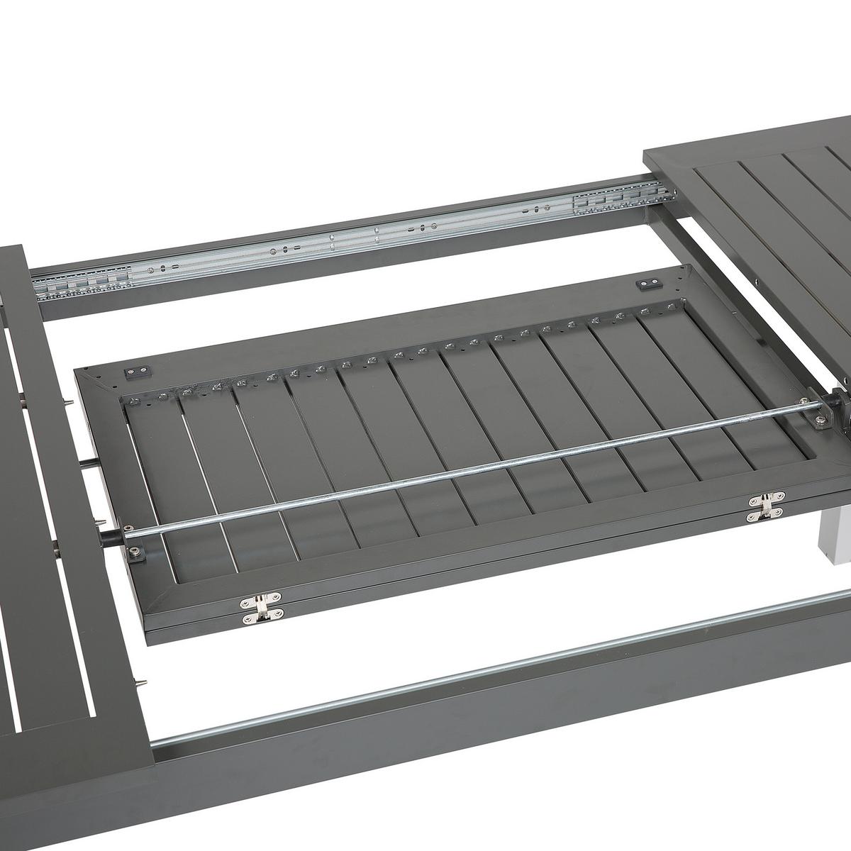GARTENTISCH Dunkelgrau ausziehbar 168-248/100 cm Pancole - Dunkelgrau, Metall (168/100/75cm) - Beliani