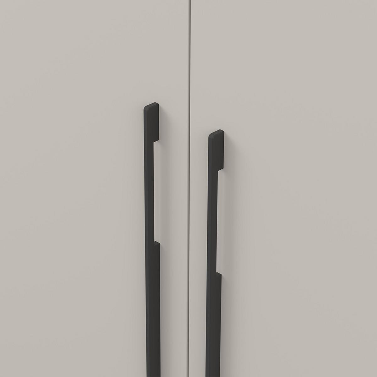 DREHTÜRENSCHRANK ROSA 3D 150/210/55, 3-türig, Kaschmir - Kaschmir/Schwarz, Holzwerkstoff (150/210/55cm) - imoebel24
