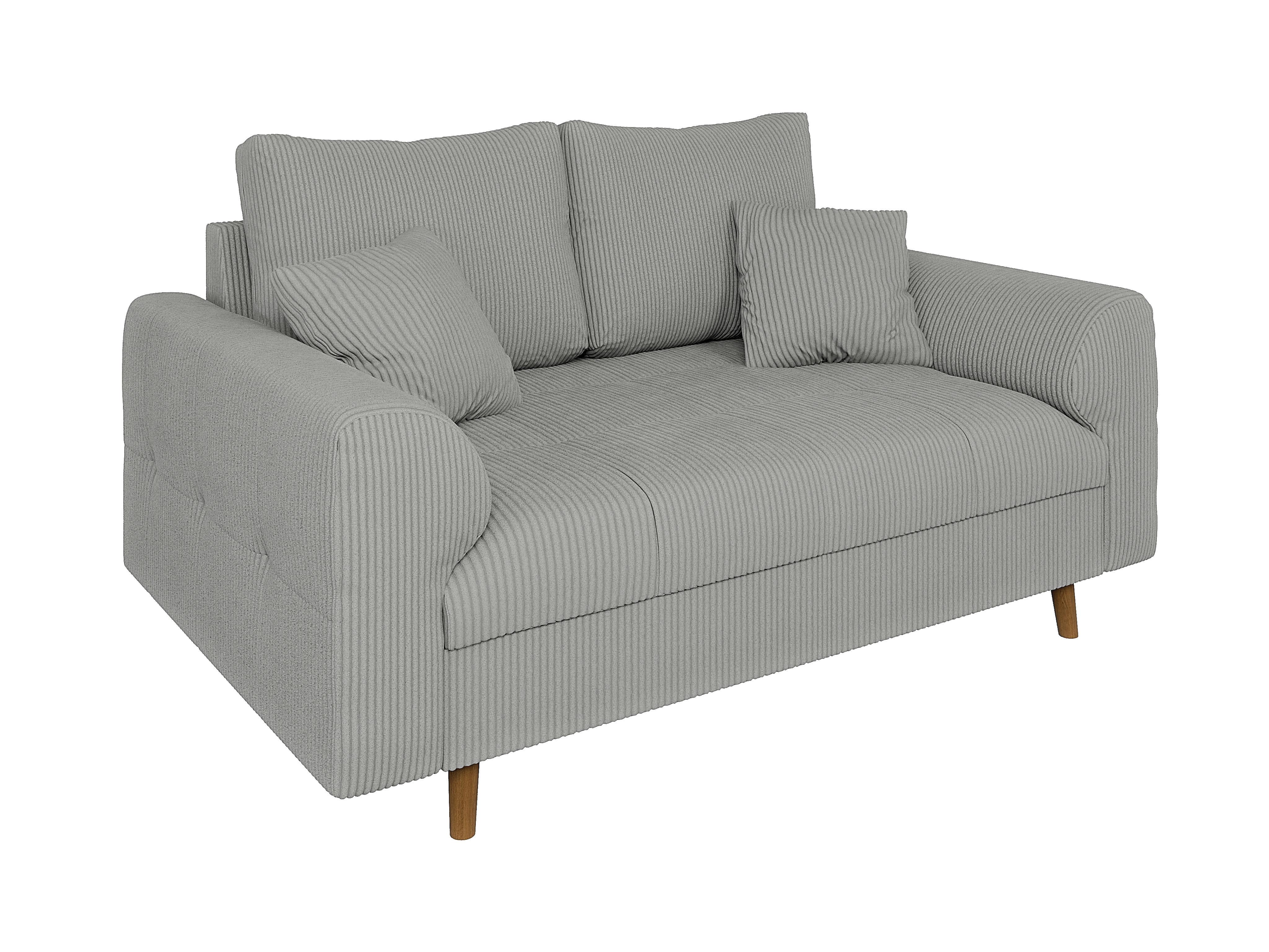 2-SITZER-SOFA Alma Hellgrau Cord - Hellgrau/Braun, Holz/Textil (150/81/93cm) - S-Style Möbel