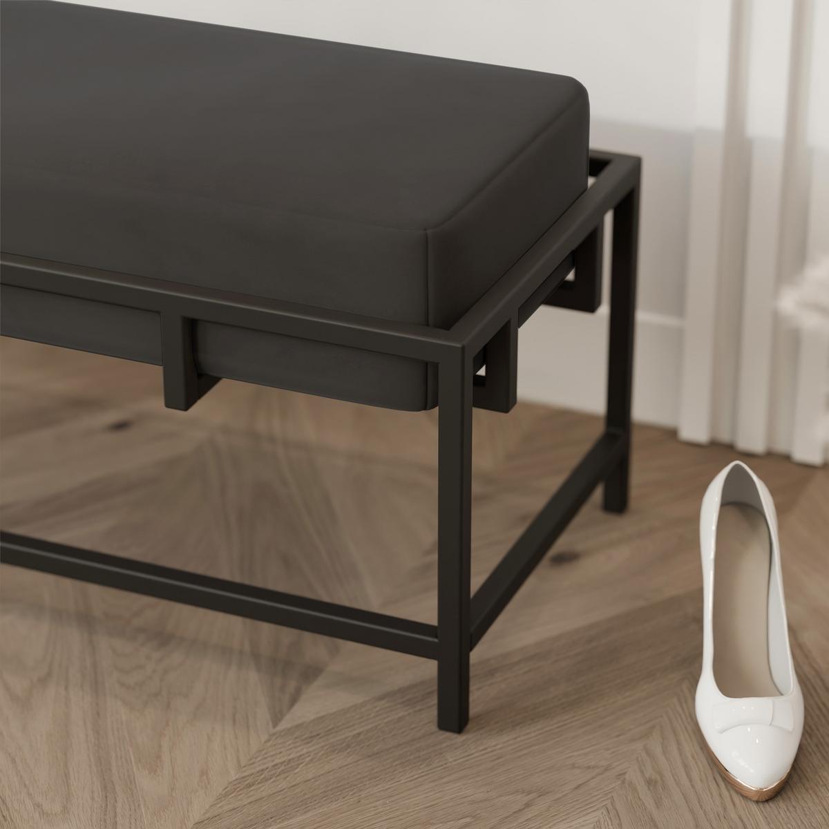 POLSTERBANK GLAM 80 cm Schwarz ,Metallgestell - Schwarz, Textil/Metall (80/45/35cm) - Idohome