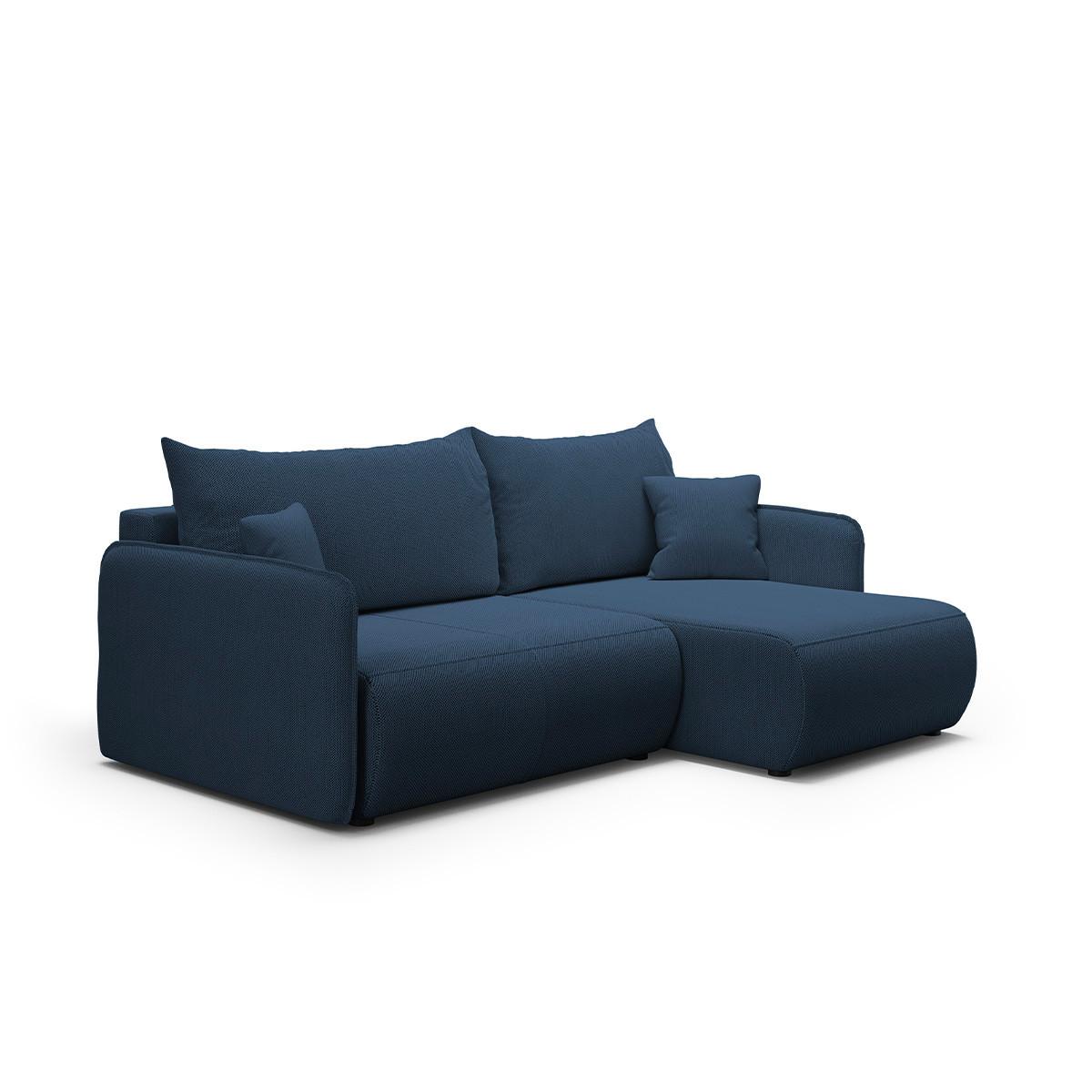 ECKSOFA Claudio 3 Sitzplätze Dunkelblau - Blau, Holz (207/148cm) - Petits-meubles