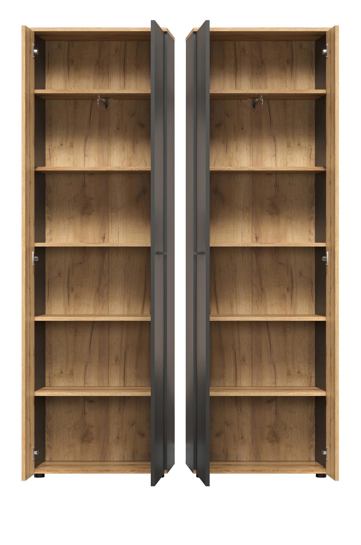 GARDEROBENSCHRANK grau, Evoke Eiche 60 x 195 cm, Garderobe oder großer Schuhschrank - Eichefarben/Anthrazit, Holzwerkstoff/Kunststoff (60/195/36cm) - Top.Furn