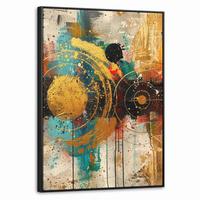 LEINWAND Bilder mit Rahmen - Abstrakt - Kunst - Gold - Modern - 60x80 - Multicolor, Textil (60/80cm) - MuchoWow