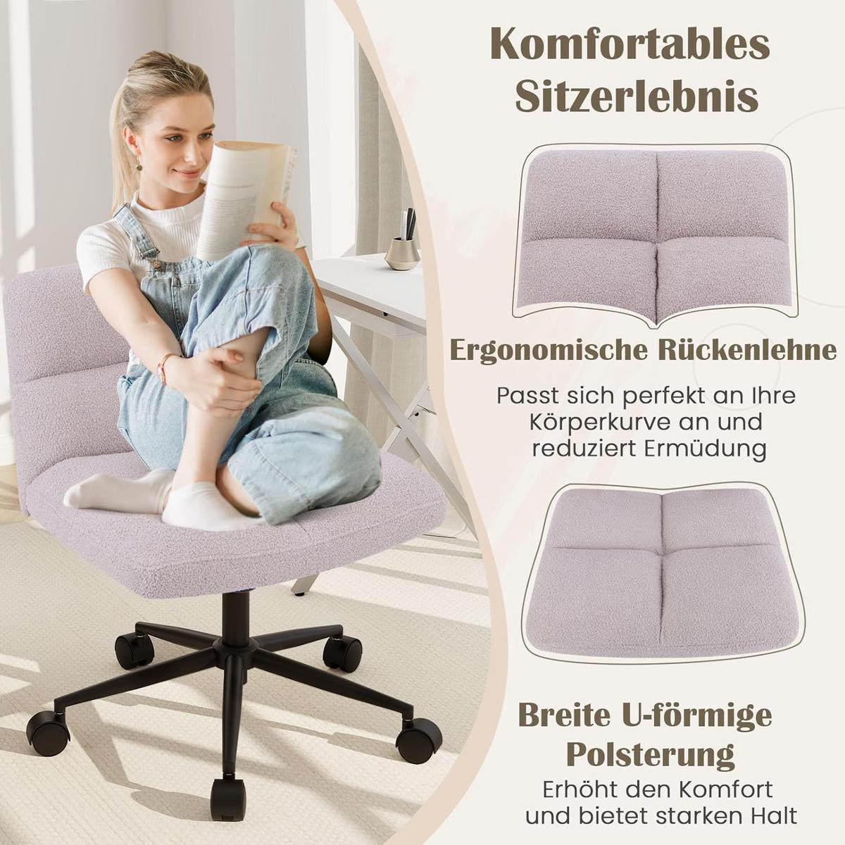 BÜROSTUHL Hellgrau - Hellgrau, Textil (73/87/69cm) - COSTWAY