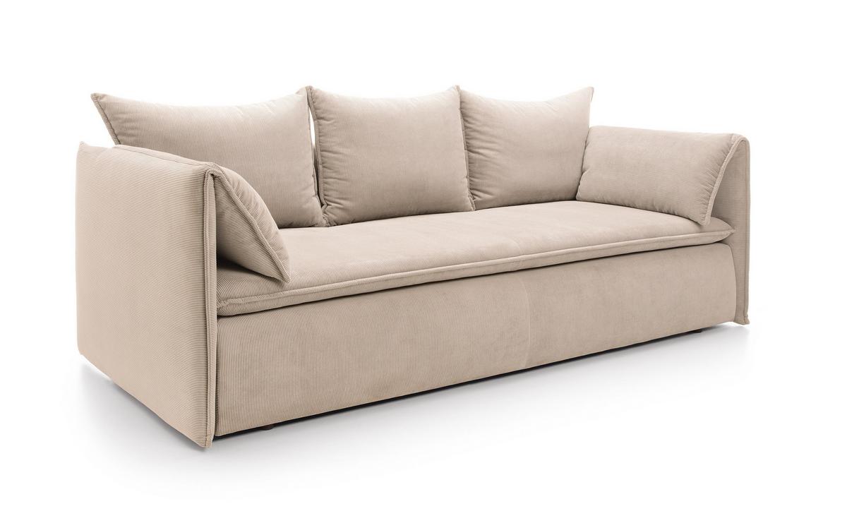 BETTSOFA PREGIO Beige Velours-Stoff mit Schlaffunktion - Beige, Textil (105/89/218cm) - MASSENO