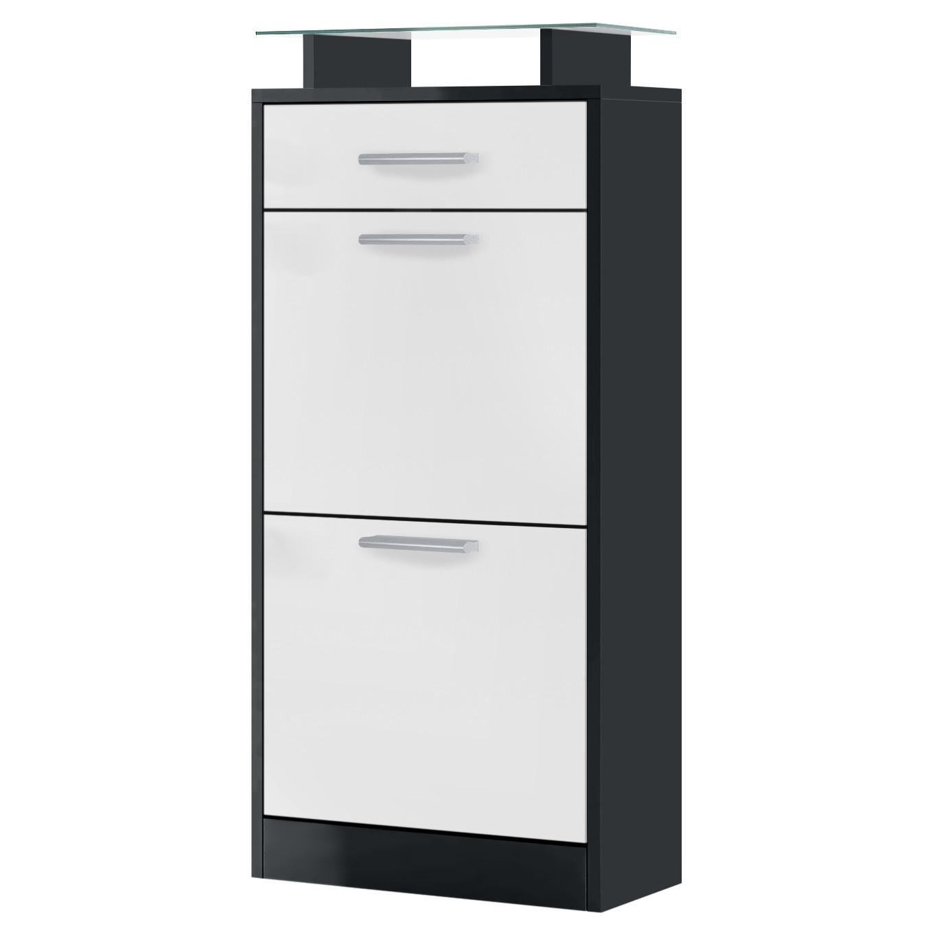 SCHUHSCHRANK Loret Front in Weiß matt - Weiß, Holzwerkstoff (46/104/23cm) - Vladon
