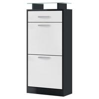SCHUHSCHRANK Loret Front in Weiß matt - Weiß, Holzwerkstoff (46/104/23cm) - Vladon