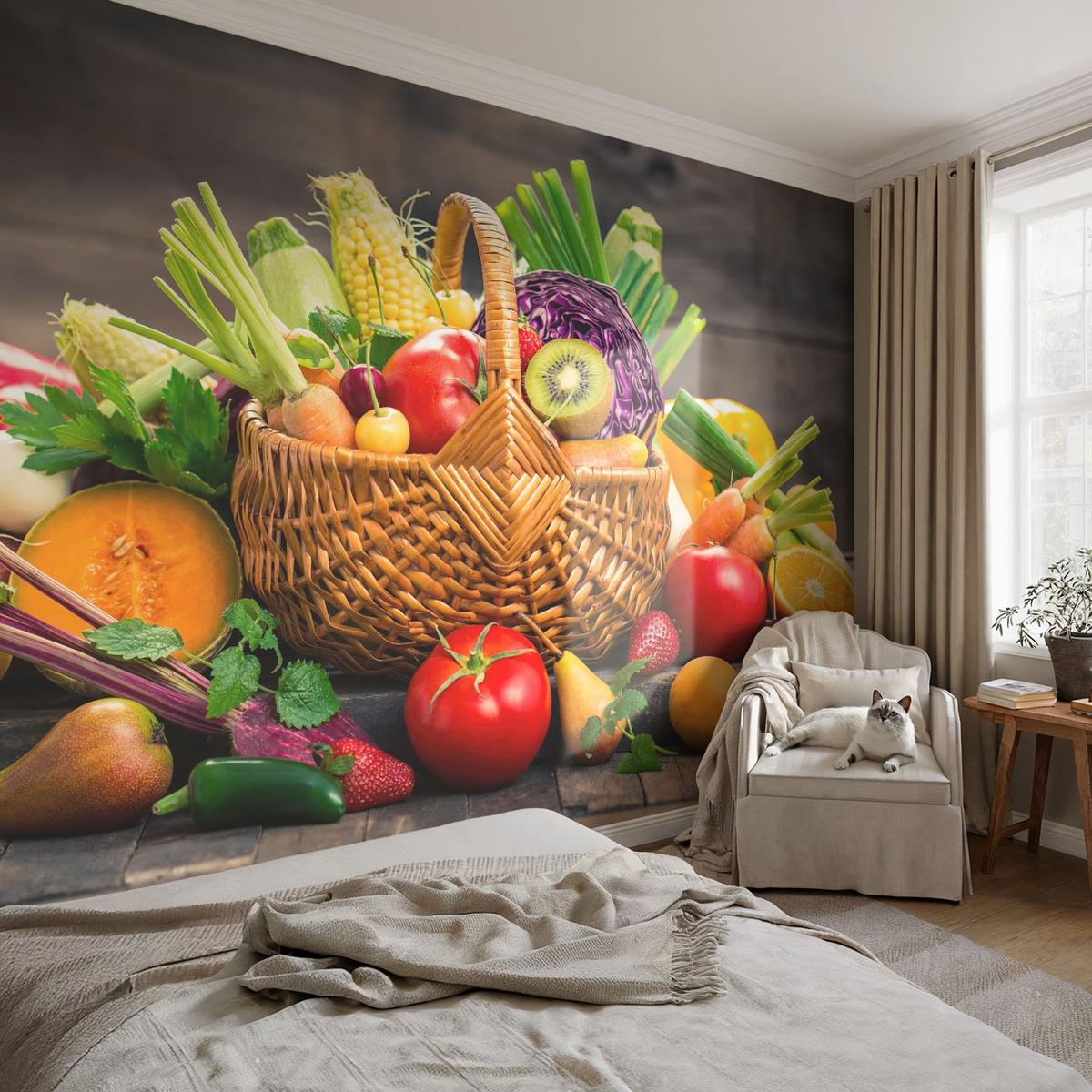 FOTOTAPETE 152x104 cm - Fruchtige Fülle - Schwarz, Textil (152/104cm) - Wallfluent