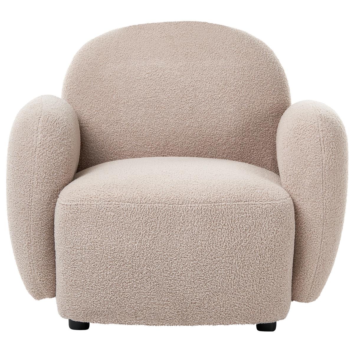 SESSEL Bouclé Beige Jule - Beige/Schwarz, Kunststoff/Textil (89/77/82cm) - Beliani