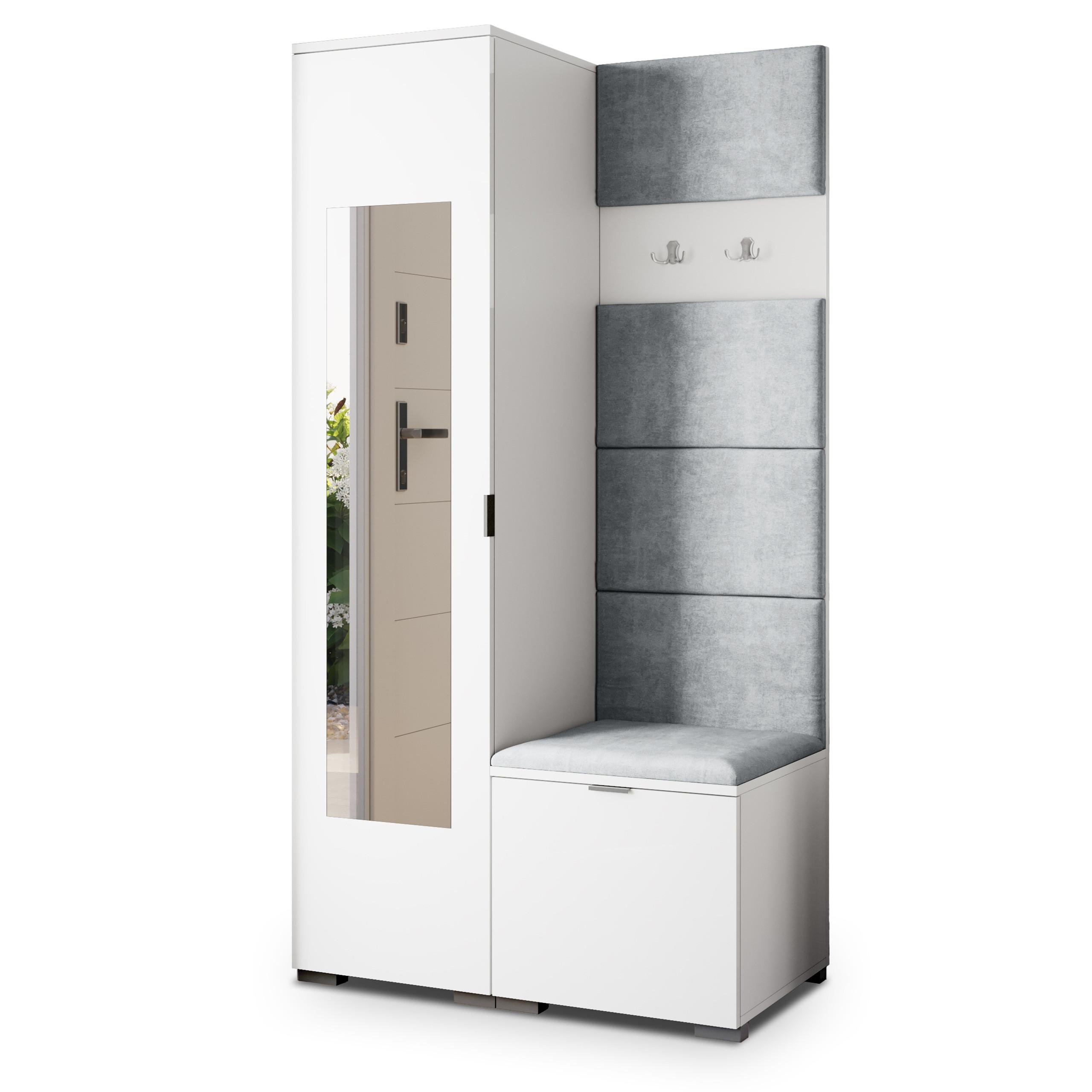 GARDEROBENSCHRANK VIRA 95/181/51 cm Modern Weiß - Hellgrau/Weiß, Holzwerkstoff (95/181/51cm) - MASSENO