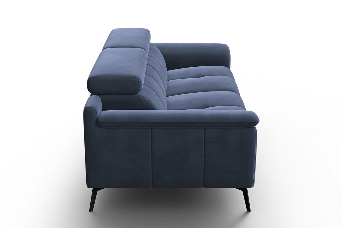SOFA FIERO 3-Sitzer, Marineblauer Veloursstoff - Blau/Schwarz, Holz/Textil (212/82/103cm) - Courtois Laville