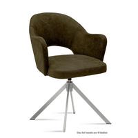 ARMLEHNSTUHL drehbar (8er-Set) Davinia 59x87x61 Edelstahl/Khaki - Dunkelgrün/Edelstahlfarben, Kunststoff (61/87/59cm) - 58aufmkessel