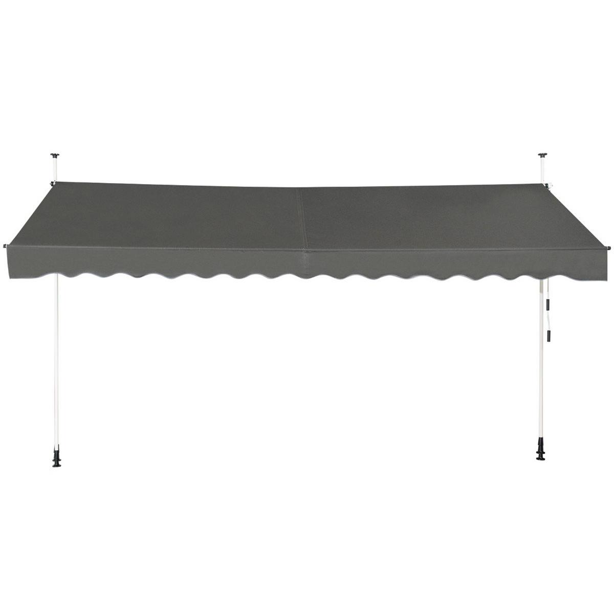 KLEMMMARKISE 400 cm Breit Grau - Grau, Metall (395/300/125cm) - COSTWAY